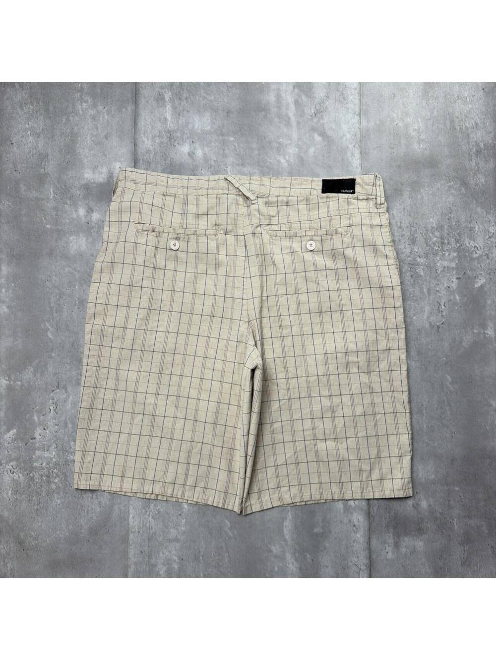 Y2K Beige Hurley Surf Grunge Plaid Baggy Skater Shorts